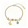 Pulsera popular de titanio y acero estilo ins, moderna, versátil, corazón, mariposa, estrella, geométrica, de acero inoxidable, joyería para la mano