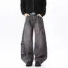 Jeans de trabajo para hombre, nuevo estilo otoño 2026, pantalones lavados retro americanos, pantalones de pierna ancha elegantes y geniales para adolescentes