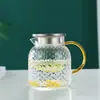 Chaleira de Água de Vidro Borossilicato Alto Padrão Martelo Grão de Arroz Bule Jarra de Suco Resistente a Altas Temperaturas Grande Capacidade Conjunto de Água Chaleira de Água Fria