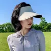 Chapéu de Sol Verão 2026 Novo Estilo Sem Costura Sensação de Gelo Proteção Solar com Proteção UV para Mulheres, Aba Larga, Dobrável, Chapéu de Sol com Topo Aberto