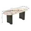 Mesa de Comedor Ovalada Color Crema Estilo Francés con Base de Mármol, Diseño Vintage de Alta Gama para Apartamentos Pequeños, Mesa de Comedor Moderna de Lujo Ligero