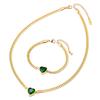 Yunyao Moda Europea y Americana Collar de Corazón con Circonita Blanca Pulsera de Acero de Titanio Simple para Niñas Pulsera de Cadena para Clavícula con Diamante Verde en Forma de Corazón