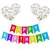 Pancarta de feliz cumpleaños con letras doradas, banderines de cola de pez, banderines para tirar, decoración de fiesta de flores, lentejuelas, traje de globo azul