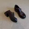 Zapatos Mocasines Gruesos de Piel de Oveja Estilo Británico para Mujer, Nuevos de Primavera 2026, con Correa de Hebilla y Tacón Grueso, Zapatos Negros Versátiles