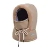 Bufanda con máscara gruesa de invierno, gorro tipo Lei Feng integrado, gorro cálido para mujer, a prueba de viento para montar, gorro de algodón a prueba de frío