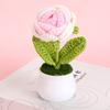 Tejido Terminado Rosa Planta en Maceta Día del Maestro Día de San Valentín Regalo Flor Artificial Bonsái Lana Tejida Rosa Adornos de Flores