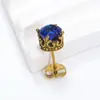 Nuevos Pendientes Redondos de Circonita con Corona Retro Transfronterizos Europeos y Americanos para Mujer, Personalidad, Tendencia, Encanto, Moda, Pendientes de Acero de Titanio