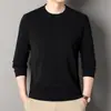 Novedad Otoño e Invierno 2026 Suéteres de Punto para Hombre Color Sólido Simple Cuello Redondo Camisa Base Suéter para Papá de Mediana Edad Hombre