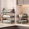 Escurridor de platos y cuencos, escurridor de vajilla, escurridor de doble capa para encimera, estante para cuencos de vajilla de cocina minimalista moderno al por mayor