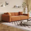 Subsídios Governamentais para Sofás de Bloco em Couro Encerado Estilo Retrô, Sofás Simples Estilo Meio do Século para Apartamentos Pequenos na Sala de Estar