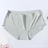 Xiaotianer 6006 nova calcinha feminina de seda gelada sem costura, peça única, cintura confortável