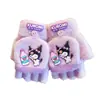 Guantes de Otoño e Invierno para Niñas Pequeñas de Medio Dedo para Escribir y Ir a la Escuela, Guantes de Felpa Calientes y a Prueba de Frío para Niñas con Cubierta Superior abatible