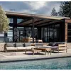 Sofá Exterior de Teca para Patio, Villa Exterior, Jardín Comunitario, Impermeable, Madera Maciza, Ocio, Combinación de Muebles de Diseñador