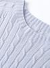 Suéter de Punto Trenzado Redondo 100% Lana Estilo Americano Simple y Cómodo Lajia Classic para Mujer, Suéter Pulóver que Reduce la Edad
