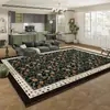 Alfombra para Sala de Estar, Verde, Estilo Retro, Resistente a Manchas, Fácil de Mantener, Adecuada para Sala de Estar, Dormitorio, Uso en el Hogar, Sofá, Mesa de Café, Alfombra de Terciopelo de Cristal