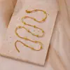 Colar Feminino em Aço Inoxidável Normcore com Contas Corrente Cobra Redonda Banhado a Ouro 18K Corrente de Clavícula Geométrica Dourada Novo Estilo Coreano