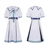 Bang Dream Wakabayashi Mutsuki No Mori Cos Uniforme Preppy Vestido Branco Cosplay Traje de Palco