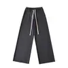 Pantalones Rectos de Pierna Ancha Holgados y Modernos con Cordón y Cintura Elástica para Mujer, Pantalones de Pierna Ancha Caídos Estilo Perezoso, Pantalones Largos Deportivos Casuales Estilo Americano