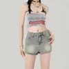 Shorts de Mezclilla Casual Hipster Retro de Calle Estilo Americano para Mujer Verano Pequeños Dulces Frescos Cintura Alta Pantalones Cortos Ajustados