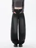 Calças DX Americanas Wide-Leg Jeans Azul Femininas Verão Lavado Design Balão Foice High Street Calças Largas
