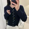 Cardigan de Tricô Bordado com Gola Nova Estilo Primavera 2026 para Mulheres, Jaqueta de Tricô de Lã Estilosa e Versátil para Mulheres Atacado