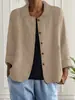 Transfronterizo 2026 Primavera y Otoño Estilo Europeo y Americano Chaqueta de Color Sólido para Mujer Casual Holgada Corta de Algodón y Lino Abrigo para Mujer Venta al por Mayor