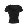 Camiseta de Manga Corta Cuadrada a Rayas de Tencel Estilo Retro Americano Chica Picante para Mujer, Top de Verano Ajustado que Ceñe la Cintura