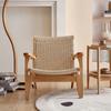 Sillón japonés de madera maciza con tejido de cuerda, para sala de estar, balcón, con respaldo perezoso, sofá individual sencillo, reclinable de ratán.