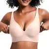 Sutiã feminino sem costura plus size transfronteiriço, modelo fino, levanta os seios laterais, sem aro, anti-queda, suporte macio, sutiã de comércio exterior