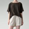 Liquidación100% Algodón Camiseta de Manga Corta con Aspecto Vintage Lavado con Sal, Corte Holgado, Jersey de Cuello Redondo, Exclusivamente para Comercio Transfronterizo