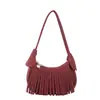 Bolso de Hombro Infantil Retro con Borlas Estilo Coreano para Niña Bolso de Mano Mini Color Sólido Bolso para Ropa de Viaje de Bebé