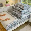 Conjunto de três peças xadrez para dormitório universitário, roupa de cama 100% algodão, estilo ins, lavável à máquina, inclui lençol de cima, capa de edredom e lençol de elástico