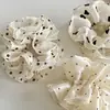 Scrunchie de Renda Bege Novo de Verão Camada Dupla Laço de Cabelo Simples de Coração com Bolinhas Alta Elasticidade Laço de Cabelo Versátil
