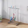 Estante Móvil para Mopa de Acero Inoxidable Almacenamiento de Baño Drenaje Utensilios Estante para Mopas Extraíble Montado en Pared De Pie