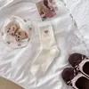 Meias Fofas Bordadas com Ursinhos Cartoon para Meninas, Meias Slouch Rosa e Azuis, Meias Finas Sem Costura com Renda na Borda e Laço para Primavera e Verão