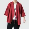 Chaqueta Hanfu para Hombre Estilo Antiguo Ropa Budista Zen para Hombre Primavera y Verano 2025 Traje Tang Estilo Chino Manga Tres Cuartos Ropa China de la República de China