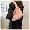 Bolso coreano para mujer color liso simple estilo occidental Bolso de felpa bolso de mujer texturizado casual bolso de mano bolso de hombro para debajo del brazo