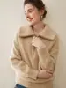 Suéter Pulóver de Punto Base Cálido para Mujer, Manga Raglán, Cuello Polo con Media Cremallera, Holgado