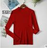Tejido de punto Otoño Nuevo para Mujer 2020 Invierno Ajustado Cuello Alto Simulado Camiseta Base Ajustada Casual de Manga Larga Top