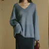 En Producción: [Estilo de Celebridad] Suéter de Punto Suave de Mohair con Cuello en V Xiangxiangzi, Estilo Relajado