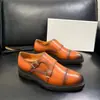 Zapatos Monje Genuinos de Cuero Estilo Vintage con Doble Hebilla, Zapatos de Cuero de Corte Bajo para Hombre Blt, Venta Caliente Transfronteriza, Suministro Directo