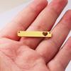 Colgante de Acero Inoxidable en Forma de Corazón Rectangular Corazón Hueco Doble Agujero Accesorio para Pulsera Collar 1.5*6*35mm