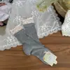 Meias de Renda Floral para Mulheres, Meias de Cano Médio, Meias Finas de Algodão para o Verão, Meias Largas Respiráveis de Malha Estilo Japonês