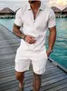 2024 Europa e Estados Unidos transfronteiriço novo terno de malha masculino lapela manga curta pulôver camiseta casual masculina