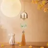 Flores e lua cheia no Festival do Meio Outono, pingente de borla de sino de palácio de coelho de jade, acessório de broche Hanfu cheongsam estilo chinês tradicional, enfeite pendurado de sino de vento festivo
