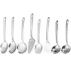 Conjunto de Utensílios de Cozinha Pequenos em Aço Inoxidável Personalizado Espátula Conjunto Colher de Cozinha Espátula de Cozinha Espátula de Fritar Escorredor para Panela Quente Cozinha Conjunto de 6 Peças