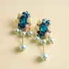 Pendientes Exagerados Europeos y Americanos de Resina con Pedrería, Flor, Mariposa, Borla de Perlas, Cruz, Personalizados Transfronterizos, Pendientes de Moda de Gama Alta