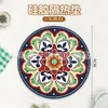 Tapete de Tigela Doméstico em Forma de Flor Retro Tapete Isolante Estilo Europeu para Mesa de Jantar Tapete Anti-queimadura para Panelas Tapete de Prato de Cerâmica Anti-atrito para Desktop