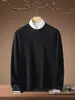 Lavable a máquina, calibre 18, hilo Yangzi de 120 hilos, suéter de punto 100% lana pura finamente hilada, cuello redondo de punto para hombre, talla grande