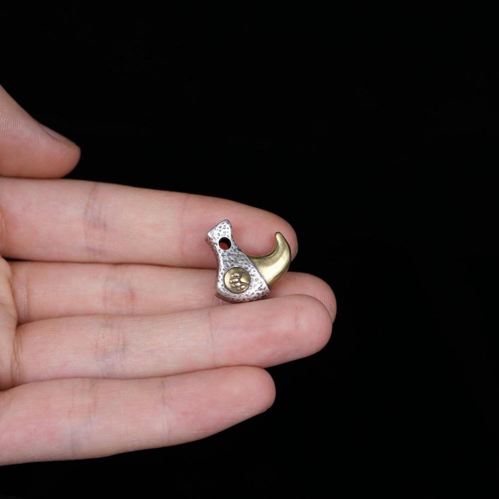 0智贝主图S925纯银镶嵌黄铜小熊爪形银饰吊坠挂件项链文玩佛